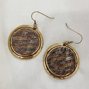 VTG Three Toned Cross Hatch Earrings